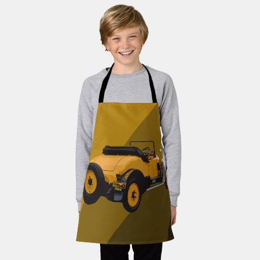 Geel  Cabriolet Auto, Kinder Schort (Gedragen)