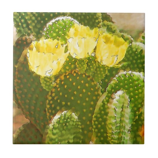 GEEL CACTUS-STROMEN TEGELTJE (Voorkant)