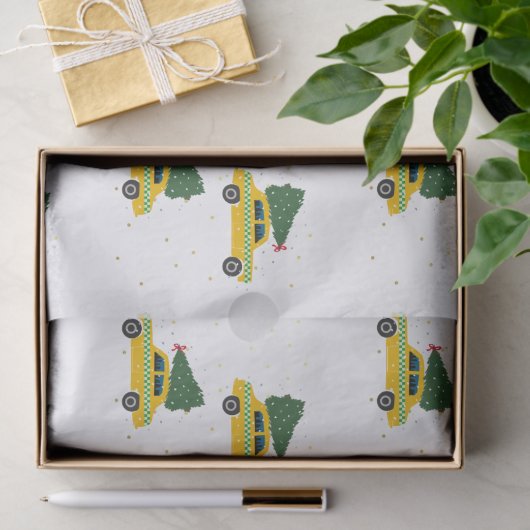 geel café Taxi-kerstpatronen Tissuepapier (Geschenk)