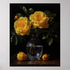 Geel Camellia Flowers Art Print Poster