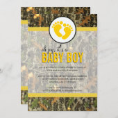 Geel - Camo Baby Boy Shower Uitnodiging (Voorkant / Achterkant)