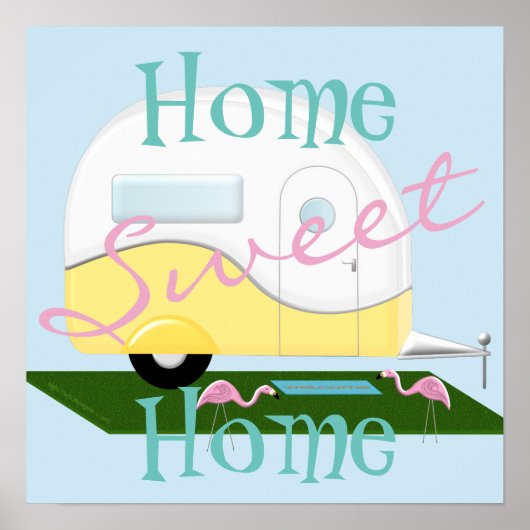 Geel Camper Sweet Home Poster (Voorkant)