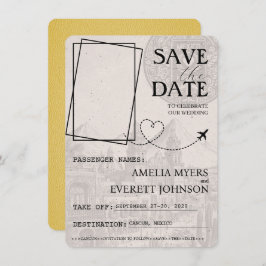 Geel Cancun paspoort Bewaar de datum Save The Date