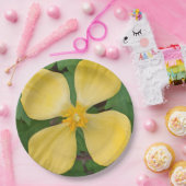 Geel Celandine Poppy Floral Papieren Bordje (Feest)