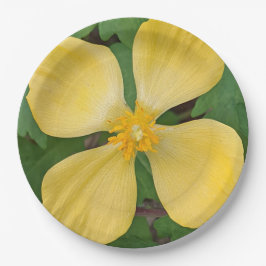 Geel Celandine Poppy Floral Papieren Bordje