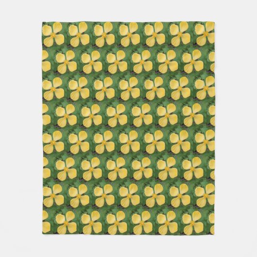 Geel Celandine Poppy Floral Pattern Fleece Deken (Voorkant)