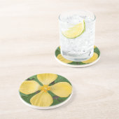 Geel Celandine Poppy Floral Zandsteen Onderzetter (Zijkant)