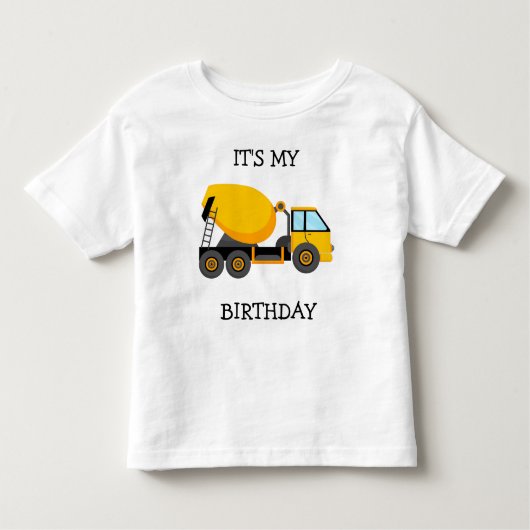 Geel Cement Truck Kind Is Mijn Verjaardag Kinder Shirts (Voorkant)