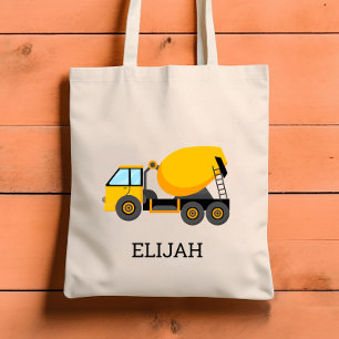 Geel Cementmixer Kids Gepersonaliseerde Bouw Tote Bag