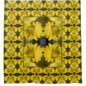 Geel centrum Abstracte bloemen Douchegordijn (Voorkant)