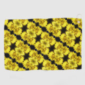 Geel centrum Abstracte bloemen Golfhanddoek (Horizontaal)