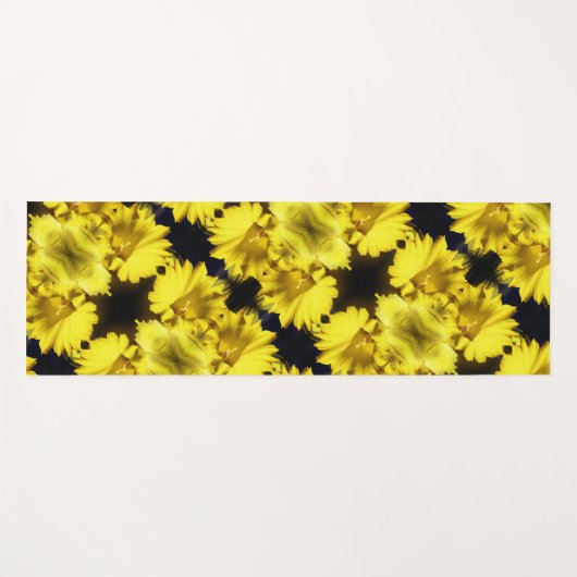 Geel centrum Abstracte bloemen Yogamat (Voorkant (horizontaal))