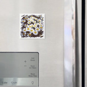 Geel Centrum Witte Shasta Daisies Foto Magneet