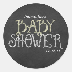 Geel  ChalkboardBaby shower Ronde Sticker