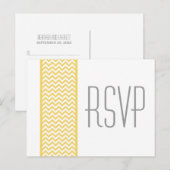 Geel Chevron Border RSVP Briefkaart (Voorkant / Achterkant)