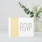 Geel Chevron Border RSVP Briefkaart (Staand voorkant)