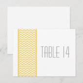 Geel Chevron Border Table Number Briefkaart (Voorkant / Achterkant)