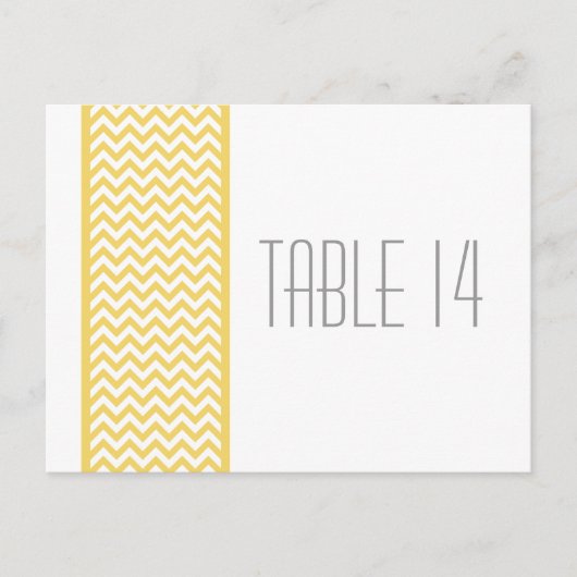Geel Chevron Border Table Number Briefkaart (Voorkant)