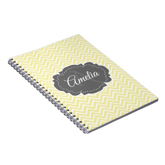 Geel Chevron Gepersonaliseerd Notitieboek (Rechterzijde)