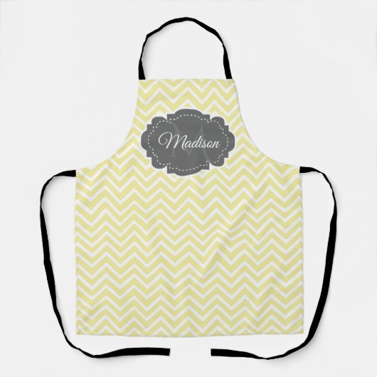 Geel Chevron Gepersonaliseerd Schort (Voorkant)