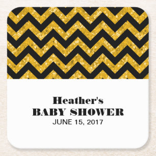 Geel Chevron Glitter Baby shower Onderzetters