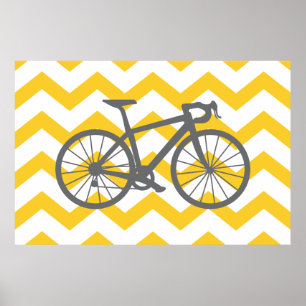 Geel Chevron Gray Bike Poster