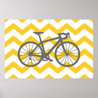 Geel Chevron Gray Bike Poster