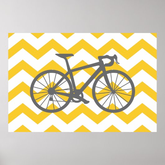 Geel Chevron Gray Bike Poster (Voorkant)