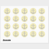 Geel Chevron grijs anker Ronde Sticker (Vel)