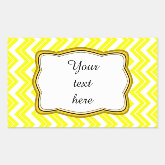 Geel Chevron-label Rechthoekige Sticker (Voorkant)
