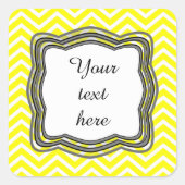 Geel Chevron-label Vierkante Sticker (Voorkant)