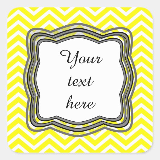 Geel Chevron-label Vierkante Sticker (Voorkant)