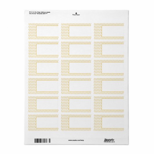 Geel Chevron Patroon Blank Adresetiketten Etiket (Full Sheet)
