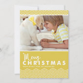 Geel Chevron Patroon Vrolijke Kerstfoto Feestdagenkaart (Voorkant)
