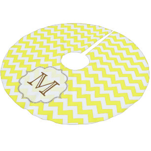 Geel Chevron Streep Monogram Initiaal boomrok Kerstboom Rok
