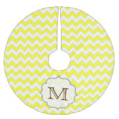 Geel Chevron Streep Monogram Initiaal boomrok Kerstboom Rok (Voorkant)