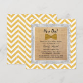 Geel Chevron Stripes Gold Bow Stropdas Baby shower Kaart (Voorkant / Achterkant)