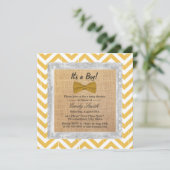 Geel Chevron Stripes Gold Bow Stropdas Baby shower Kaart (Staand voorkant)