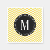 Geel Chevron zigzag gepersonaliseerd monogram Servet (Voorkant)