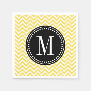 Geel Chevron zigzag gepersonaliseerd monogram Servet
