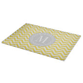 Geel Chevron Zigzag Gepersonaliseerd Monogram Snijplank (Hoek)