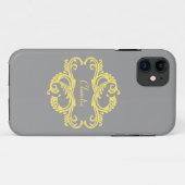 Geel Chic Damask BT iPhone 5 Hoesje (Achterkant (horizontaal))