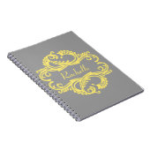 Geel Chic Damask Notitieboek (Rechterzijde)
