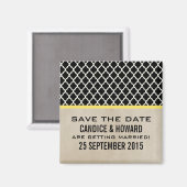 Geel Chic Quatrefoil sparen de Magnet van de Datum (Voorkant / Achterkant)