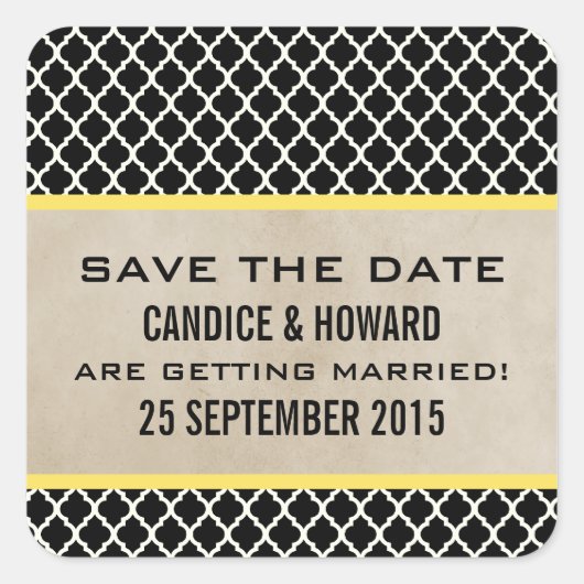 Geel Chic Quatrefoil sparen de Stickers van de Dat (Voorkant)