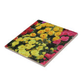 geel,Chic, vintage, rood, roze, rozen, bloemen, Tegeltje (Zijkant)