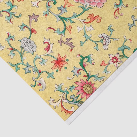 Geel Chinees Bloemen Decoupage Tissue Papier (Detail)