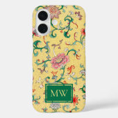 Geel Chinees Bloemstuk Custom Monogram Case-Mate iPhone Case (Achterkant)