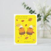 Geel | Chocolade Candy Corn Duo | Thanksgiving Feestdagenkaart (Staand voorkant)