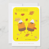 Geel | Chocolade Candy Corn Paar | Herfst Feestdagenkaart (Voorkant)